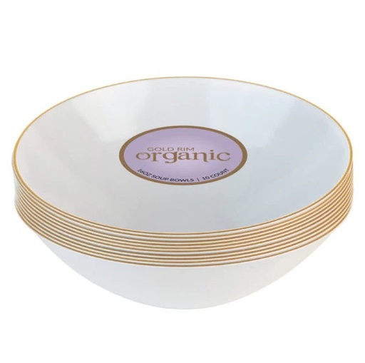 [DSP-0179] Salad Bowl 16 Oz White & Gold 1 Unit